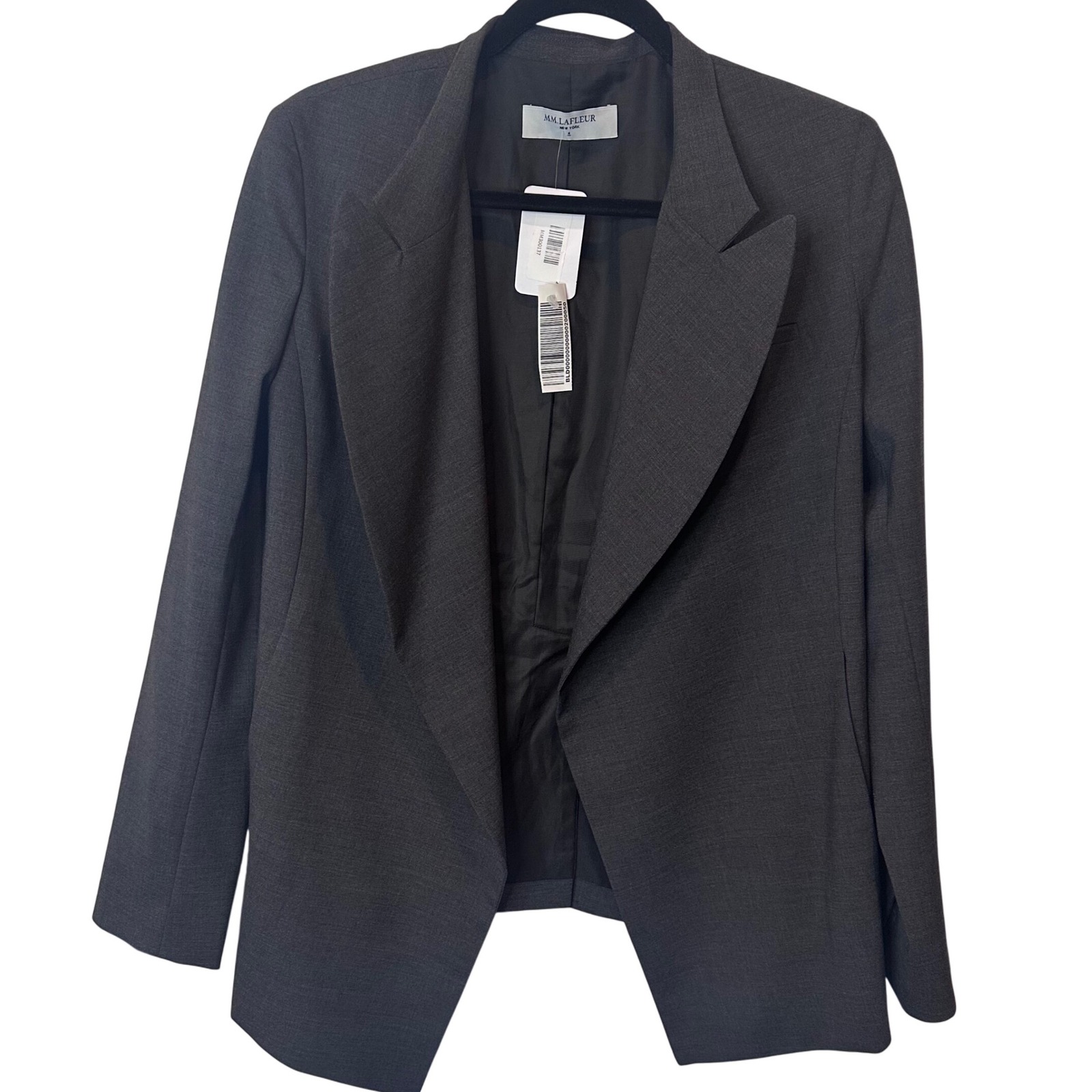 New Mm.Lafleur 4 New York Women's Charcoal Gray Open Front Blazer Size 4